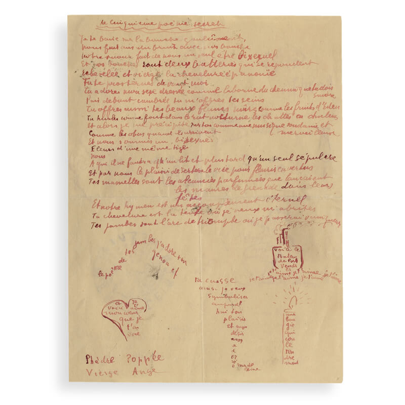 manuscrit Cinquième poème secret - grand - recto